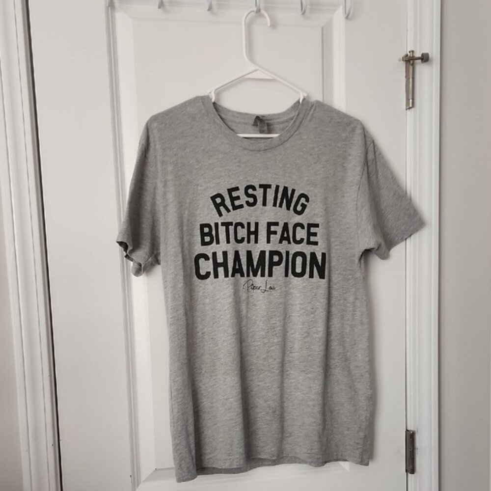 Piper Lou Resting B@#$% Face Champion lGray Graphic T-Shirt Size Medium